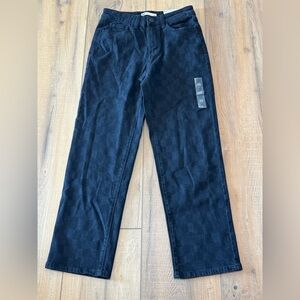 SO Black High Rise Straight Black Checkered Jeans Size 5 New with Tag